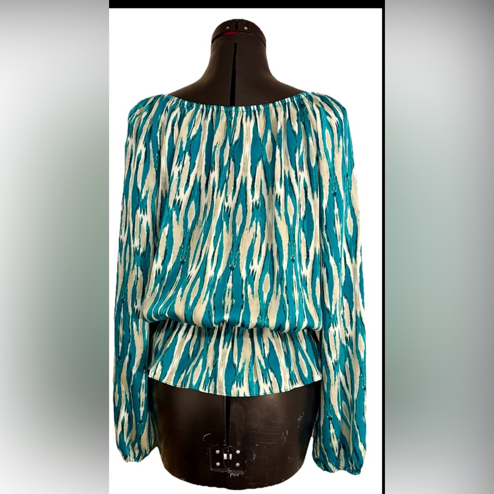 Michael Kors Aqua and White Patterned Blouse - Picture 2 of 5